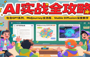 AI实战全攻略，包含GPT系列、Midjourney全流程、Stable Diffusion深度教学