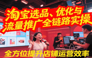 淘宝选品、优化与流量推广全链路实操，全方位提升店铺运营效率