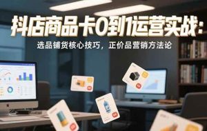 （15329期）抖店商品卡0到1运营实战：选品铺货核心技巧，正价品营销方法论