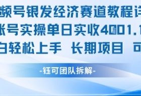 视频号银发经济赛道单账号实操单日实收1k+，小白轻松上手长期项目