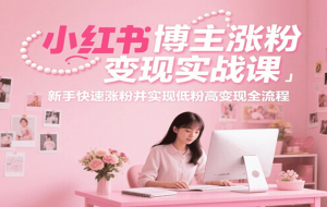 小红书博主涨粉变现实战课，新手快速涨粉并实现低粉高变现全流程
