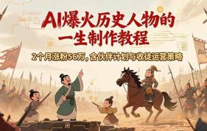 （15336期）AI历史人物赛道课程，2个月涨粉56万，含伙伴计划与收徒运营策略
