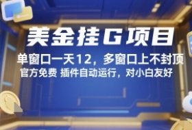 美金挂G项目，单窗口一天12，多窗口上不封顶，官方免费插件自动运行，对小白友好【揭秘】