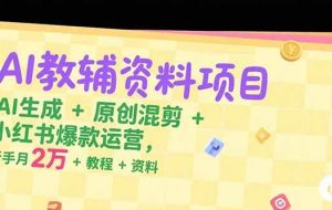 （15343期）AI教辅资料项目，AI生成+原创混剪+小红书爆款运营，新手月入2万+教程+资料