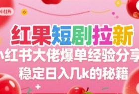 红果短剧拉新小红书大佬爆单经验分享，稳定日入几k的秘籍
