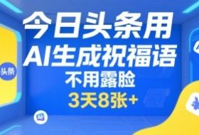 今日头条用AI生成祝福语，不用拍摄，不用露脸，3天8张+