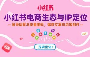 （15350期）小红书电商生态与IP定位，账号运营与流量密码，爆款文案与内容创作