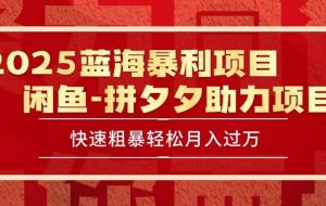 （15359期）2025 最新闲鱼蓝海暴利项目 快速粗暴单号日入1000+，保姆级教程