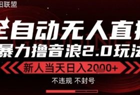 太阳联盟-最新独家2.0技术抖音无人直播撸音浪，黑科技全自动运行，低门槛，新手当天日入2k+【揭秘】