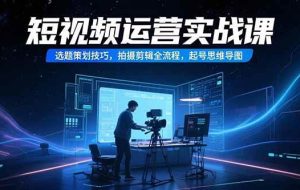 （15375期）短视频运营实战课，选题策划技巧，拍摄剪辑全流程，起号思维导图