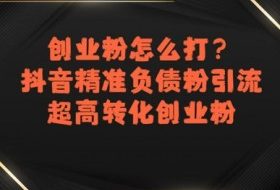 创业粉怎么打？抖音精准负债粉引流，超高转化创业粉