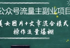 公众号流量主副业项目，美女图片+文章混合模式操作流量爆棚