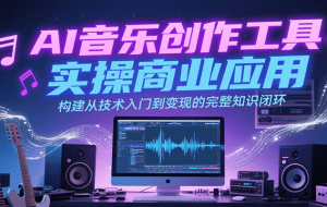 AI音乐创作工具实操商业应用，构建从技术入门到变现的完整知识闭环