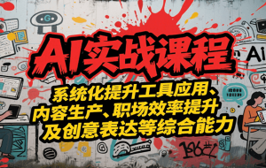AI实战系统课程，提升工具应用、内容生产、职场效率提升及创意表达等综合能力