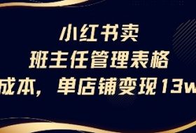 小红书卖班主任管理表格，0成本单店变现13w