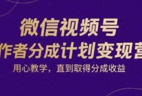 微信视频号创作者分成计划变现营，用心教学，直到取得分成收益