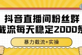 抖音直播间粉丝群截流，稳定采集数据全行业通用 2000条数据一天【揭秘】
