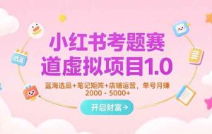 （15398期）小红书考题赛道虚拟项目1.0，蓝海选品+笔记矩阵+店铺运营，单号月赚5000+