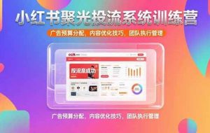 （15407期）小红书聚光投流系统训练营，广告预算分配，内容优化技巧，团队执行管理