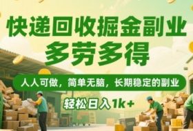 快递回收掘金副业，多劳多得，人人可做，简单无脑，长期稳定的副业，轻松日入1k+【揭秘】