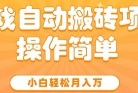 游戏自动搬砖项目，新手小白轻松月入1W+，操作简单，适合懒人的副业【揭秘】