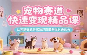 宠物赛道快速变现精品课，从零基础起步高效打造盈利性抖音账号