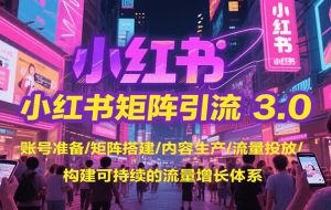 小红书矩阵引流3.0，账号准备/矩阵搭建/内容生产/流量投放/构建可持续的流量增长体系