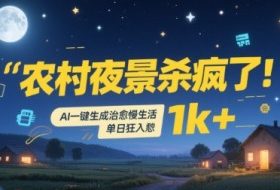 农村夜景杀疯了！AI一键生成治愈系慢生活，单日狂入1k+
