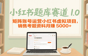 小红书题库赛道1.0，矩阵账号运营小红书虚拟项目，销售行业资格证考题资料月赚5000+