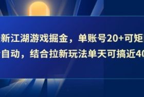 最新江湖游戏掘金，单账号20+可矩阵全自动 ，结合拉新玩法单天可搞4张+【揭秘】