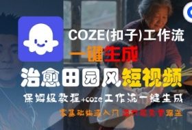 COZE(扣子)工作流一键在所治愈田园风短视频，保姆级教程，零基础快速入门
