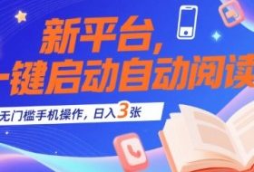 新平台，一键启动自动阅读，无门槛手机操作，日入3张+【揭秘】