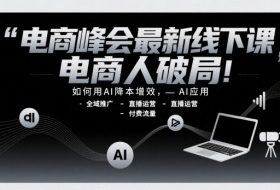 电商峰会最新线下课，电商人破局，如何用AI降本增效，AI应用-全域推广-直播运营-付费流量