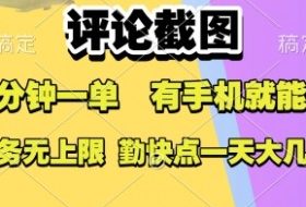 评论截图，收益一个0.5元，一分钟一单，有手机就能做，上不封顶，可无限做，一天大几张【揭秘】