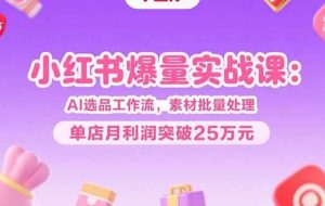 （15462期）小红书爆量实战课：AI选品工作流，素材批量处理，单店月利润突破25万元