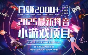 （15463期）抖音小游戏，日赚2000＋2025最火赛道