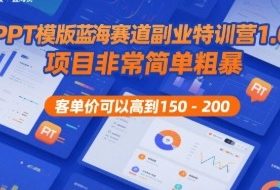 PPT模版蓝海赛道副业特训营1.0，项目非常简单粗暴，客单价可以高到150-200