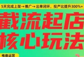 淘宝截流快速起店玩法，掌握暴力快速起店的流程，5天完成上架-推广-出单闭环