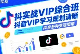 抖音实战VIP综合班，抖音VIP学习规划请晰抖音各种变现渠道