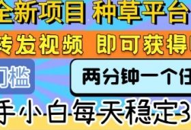 全新项目 种草平台 只需要转发任务视频 即可获得收益 新手小白每天稳定3张+【揭秘】