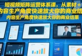 短视频矩阵运营体系课，从素材+内容生产角度快速放大你的商业结果