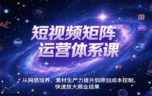 短视频矩阵运营体系课，从素材+内容生产角度快速放大你的商业结果