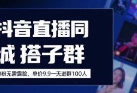 抖音直播同城搭子群，0粉无需露脸，单价19.9，一天进群100人