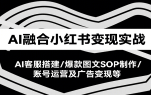 AI融合小红书变现实战，AI客服搭建/爆款图文SOP制作/账号运营及广告变现等