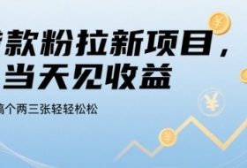 贷款粉拉新项目，当天见收益，一天搞个两三张轻轻松松【揭秘】