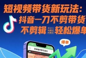 短视频带货新玩法：抖音一刀不剪带货，不剪辑，纯搬运，新手也能轻松爆单!
