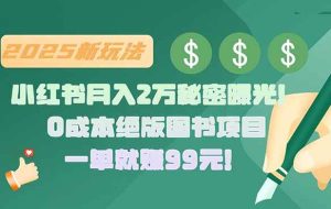 （15521期）小红书月入2万秘密曝光！绝版图书项目，一单就赚99元！