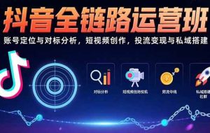 （15525期）抖音全链路运营班：账号定位与对标分析，短视频创作，投流变现与私域搭建