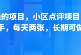 新跑通的项目，小区点评项目，动动手，每天两张，长期可做