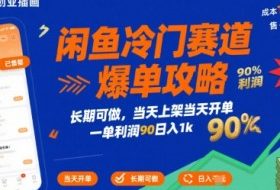 闲鱼冷门赛道爆单攻略，长期可做，当天上架当天开单，一单利润90% 利润，日入1k【揭秘】